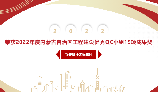 【科裝頭條】興泰科技裝飾集團榮獲2022年度内蒙古自治區工(gōng)程建設優秀QC小(xiǎo)組15項成果獎